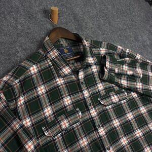 Brook Taverner Mens 3XL Green Plaid Cotton Flannel Long Sleeve Shirt 4686B